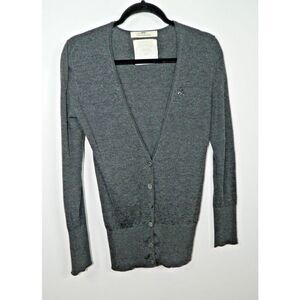 Thomas Burberry Cardigan Sweater Men's Size Small Gray Cashmere Wool Lightweight